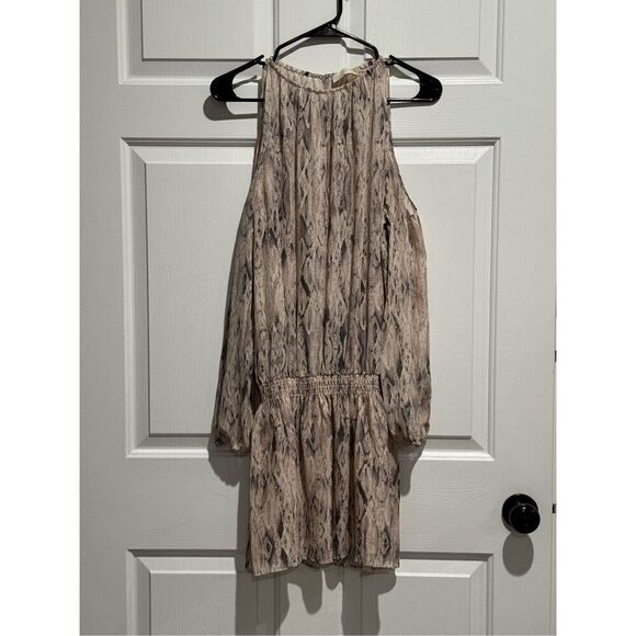 RAMY BROOK Lauren Blush Combo 100% Silk Smocked Waist Dress Small - Picture 2 of 15